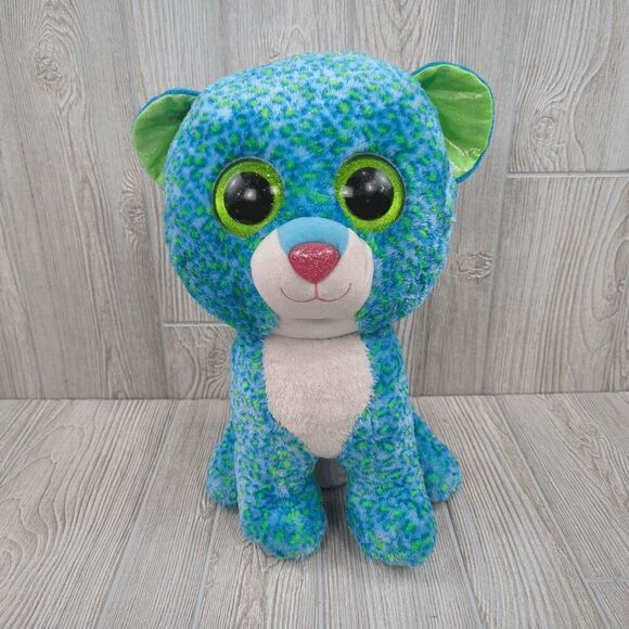 Jumbo Ty Beanie Boos Leona Large Blue Leopard 17" - Picture 1 of 7